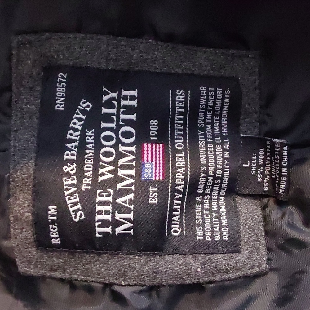 Steve & Barry's Wooly Mammoth Dark Gray Wool Dress Coat Preppy Neutral Sz.L - Picture 13 of 13
